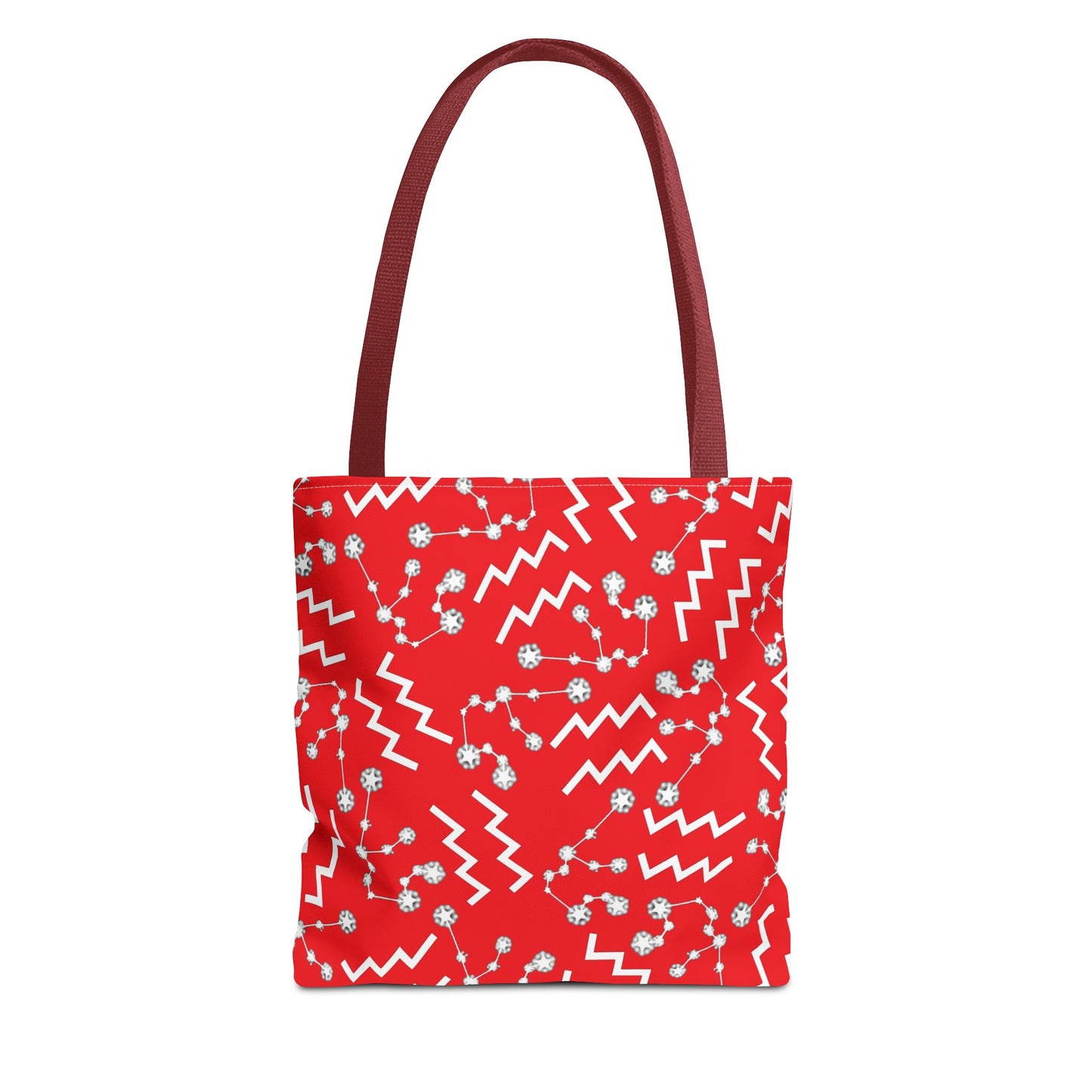 Tote Bag, Aquarius Zodiac Sign, AOP, (Red, White)