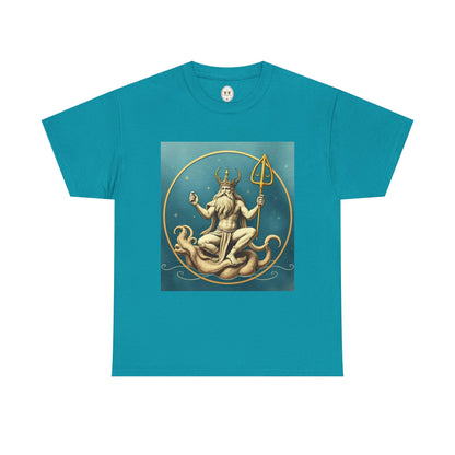 Unisex Heavy Cotton T-Shirt, Aquarius God 2v, Zodiac Design