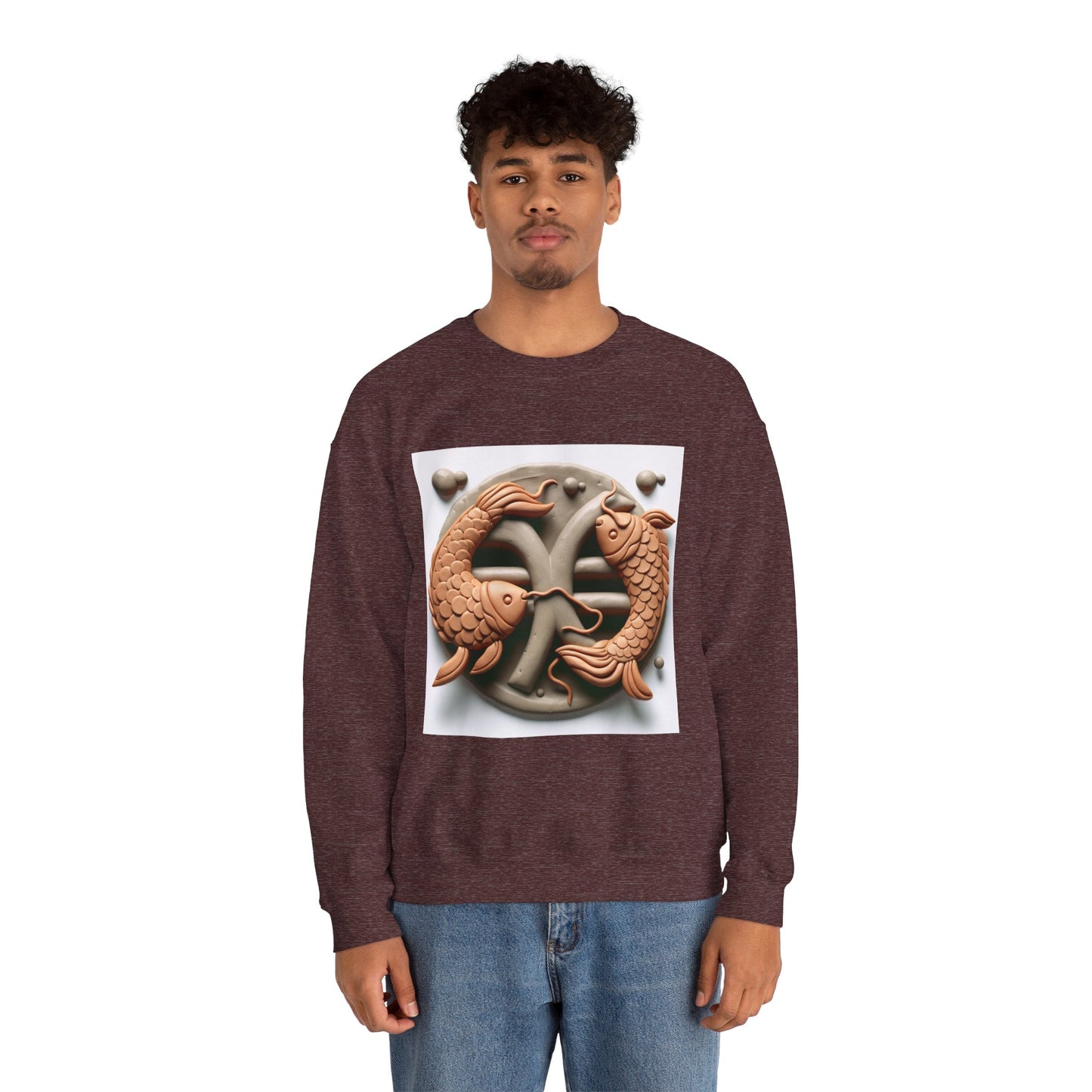 Unisex Heavy Blend™ Crewneck Sweatshirt,Two Fishes  Pisces Zodiac Design