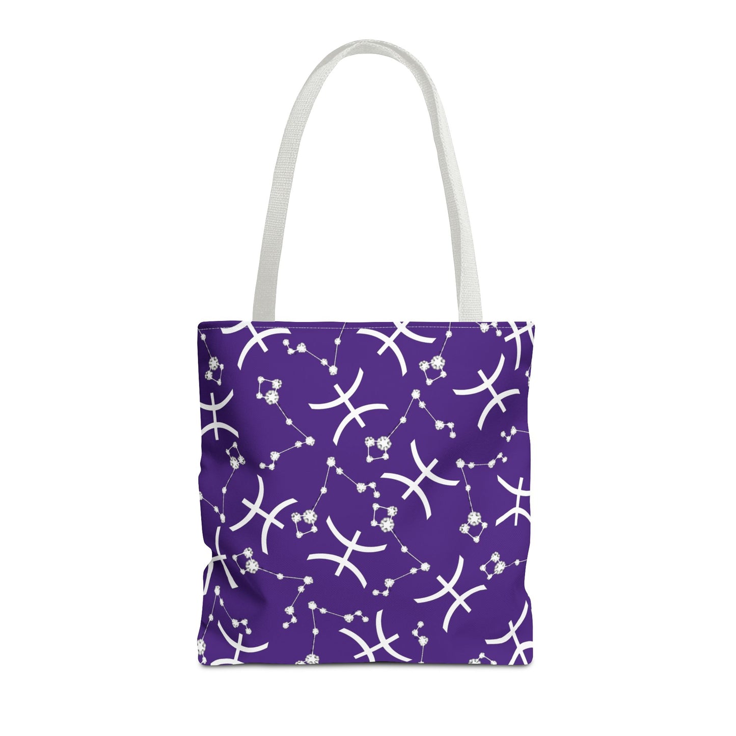 Tote Bag, Pisces Zodiac Sign, AOP, (Purple, White)