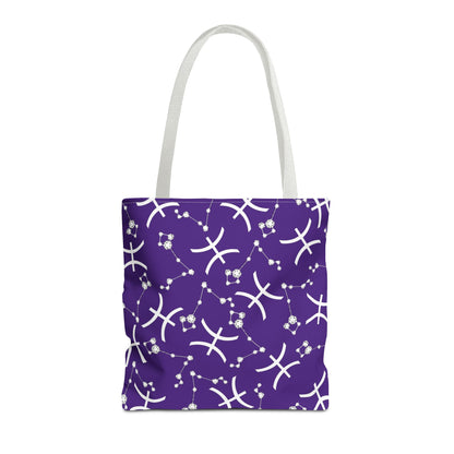 Tote Bag, Pisces Zodiac Sign, AOP, (Purple, White)