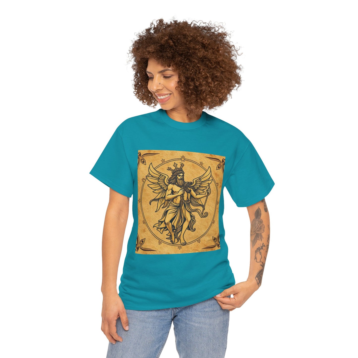 Unisex Heavy Cotton T-Shirt, Pencil Art, Gemini Zodiac Design