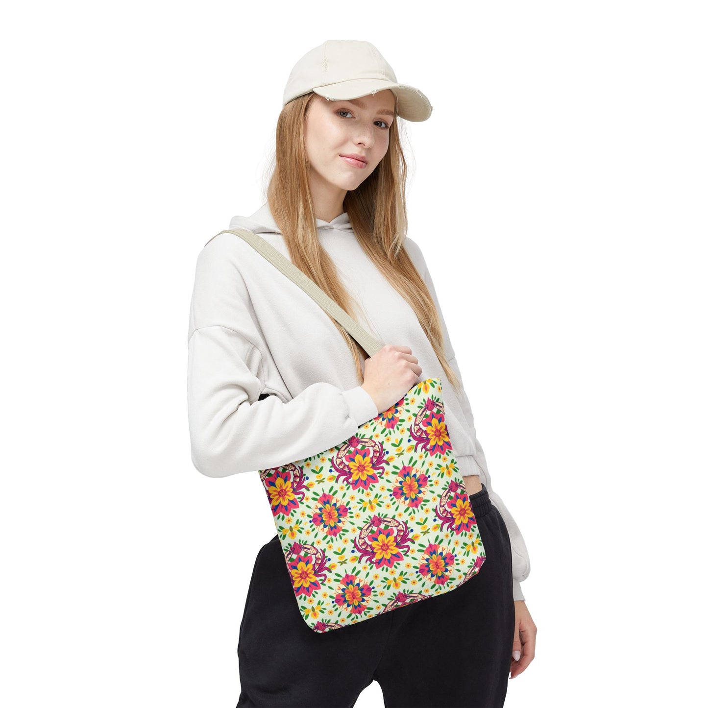 Tote Bag (AOP), Cancer, Zodiac v1, Flower Pattern