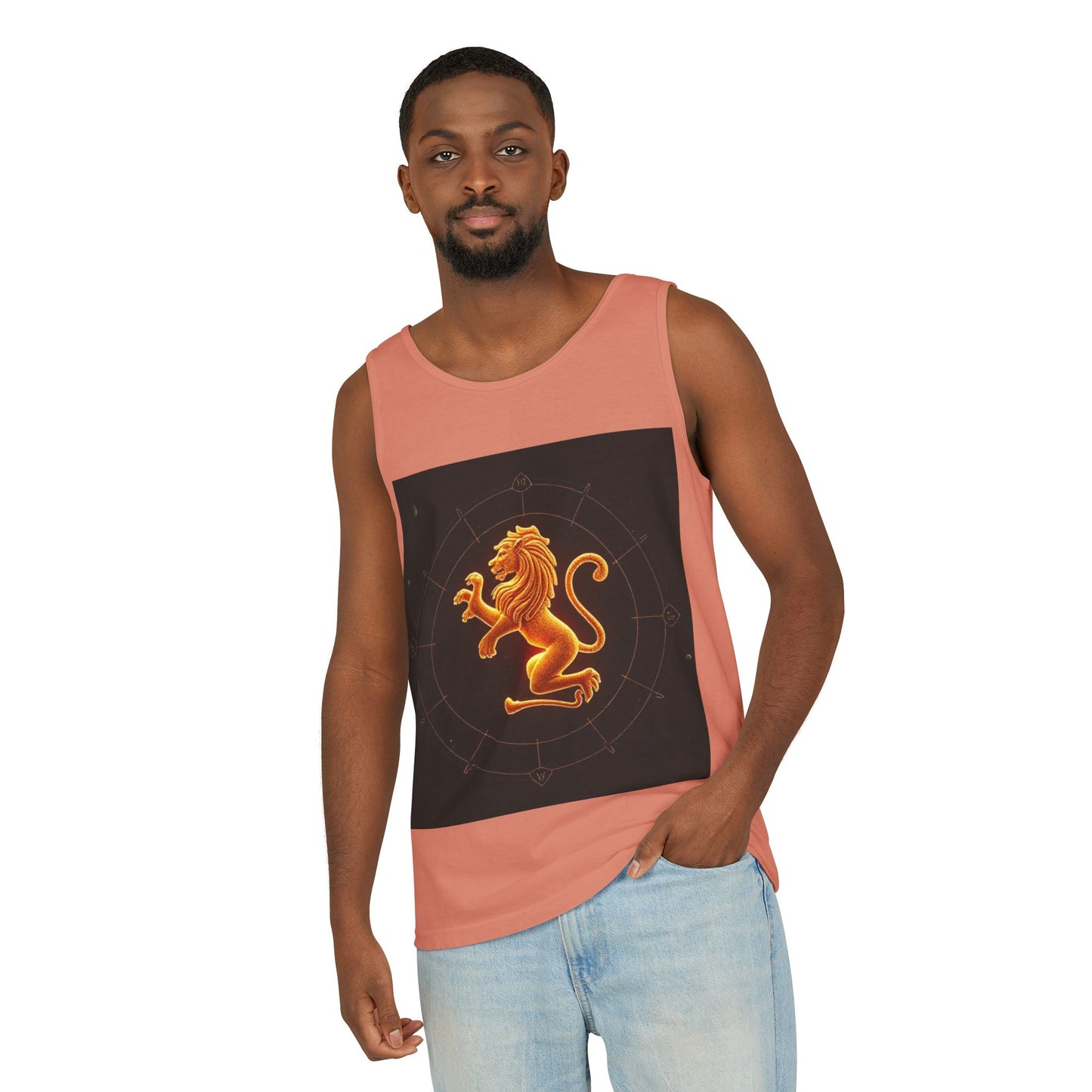 Unisex Garment-Dyed, Tank Top, Leo Design, Space Animal v1, 100% US cotton