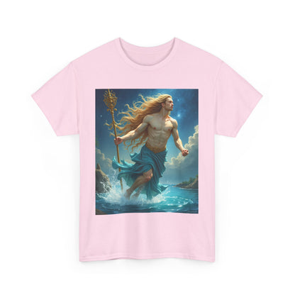 Unisex Heavy Cotton T-Shirt, Realistic, Aquarius Zodiac Design