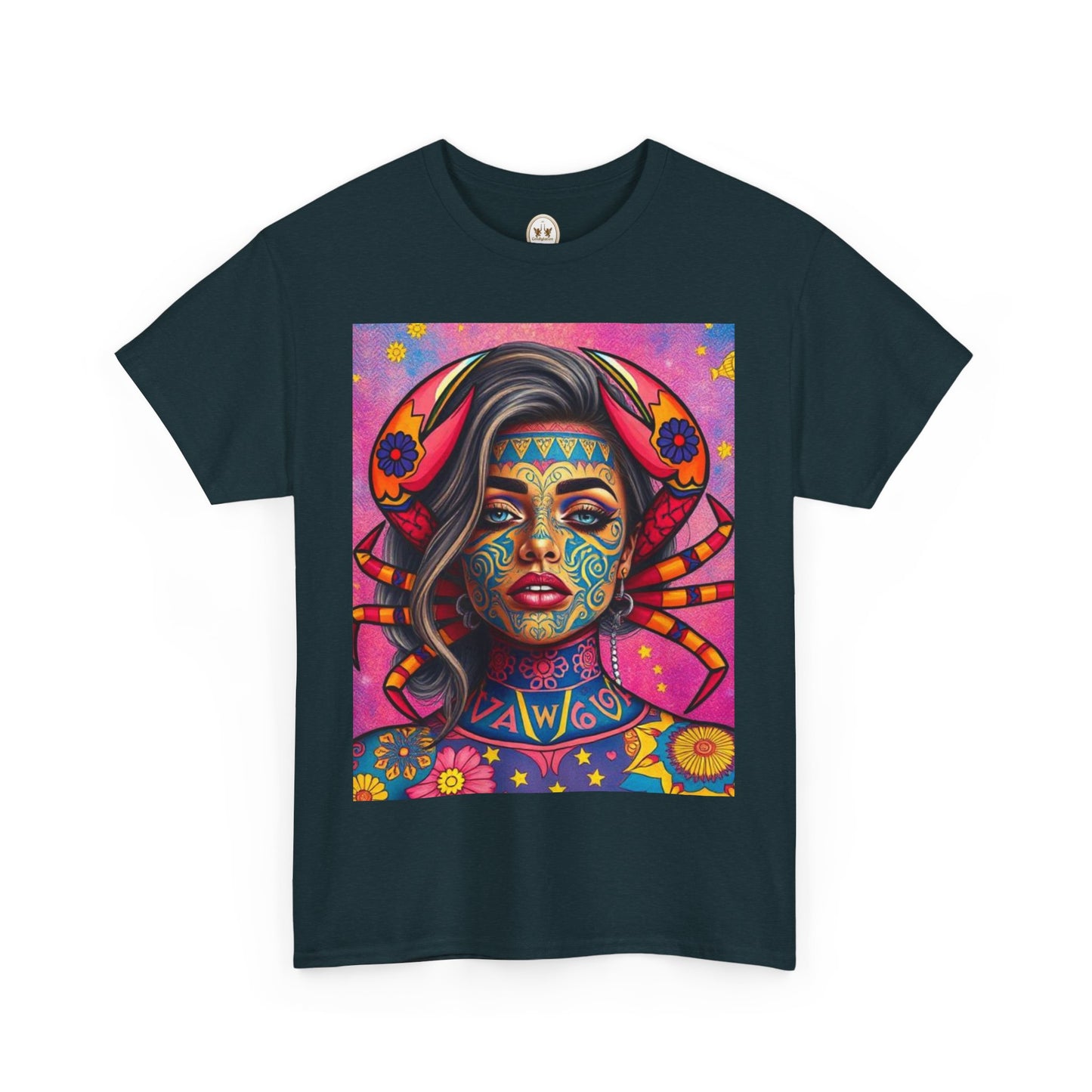 Unisex Heavy Cotton T-Shirt, Cancer, Zodiac v3, Sexy Art