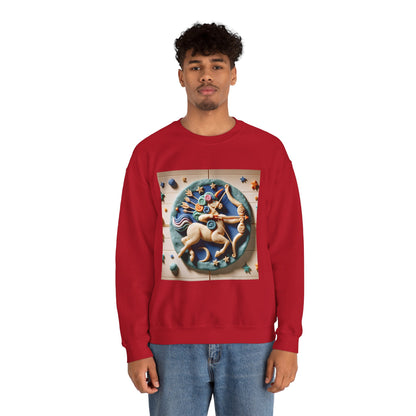Unisex Heavy Blend™ Crewneck Sweatshirt, Colorful Horse, Sagittarius Zodiac Design