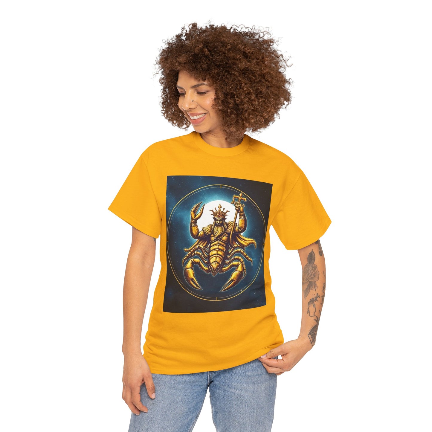 Unisex Heavy Cotton T-Shirt, Moon, Scorpio Zodiac Design