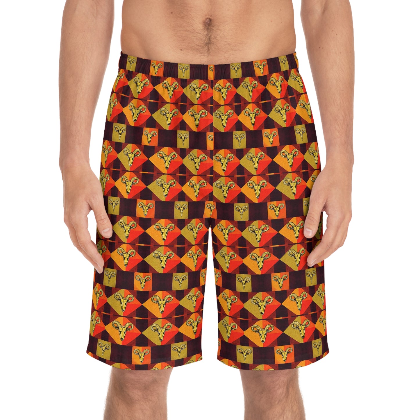 Men's Board Shorts, (AOP), Taurus, Zodiac, Shape Pattern