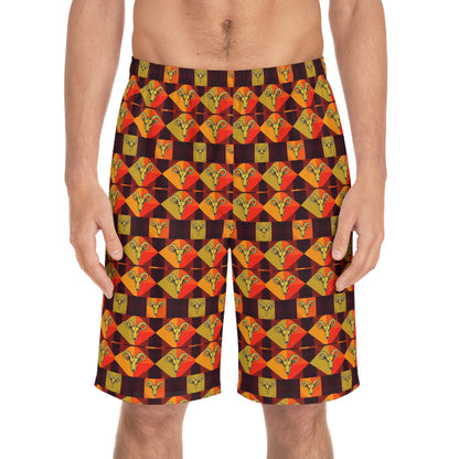 Men's Board Shorts, (AOP), Taurus, Zodiac, Shape Pattern