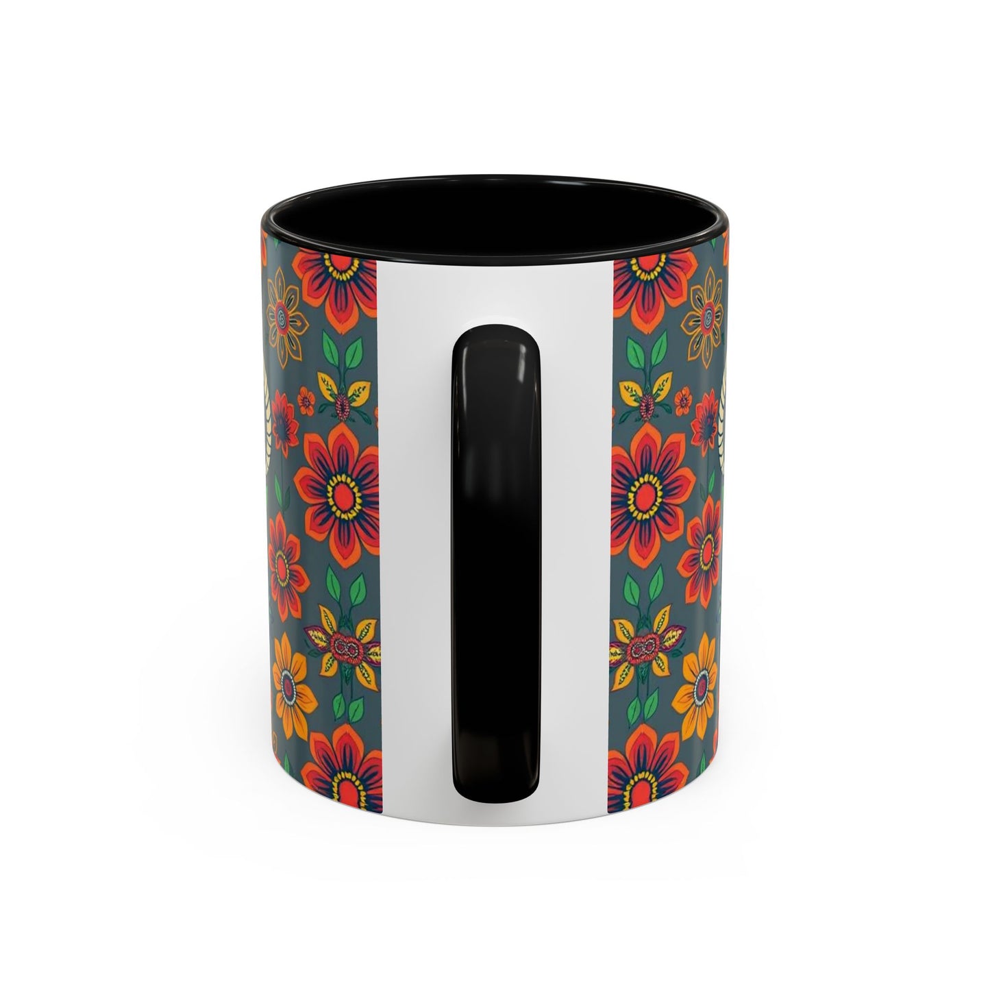 Accent Coffee Mug, Aries, Zodiac v4, Flower Pattern, (11, 15oz)