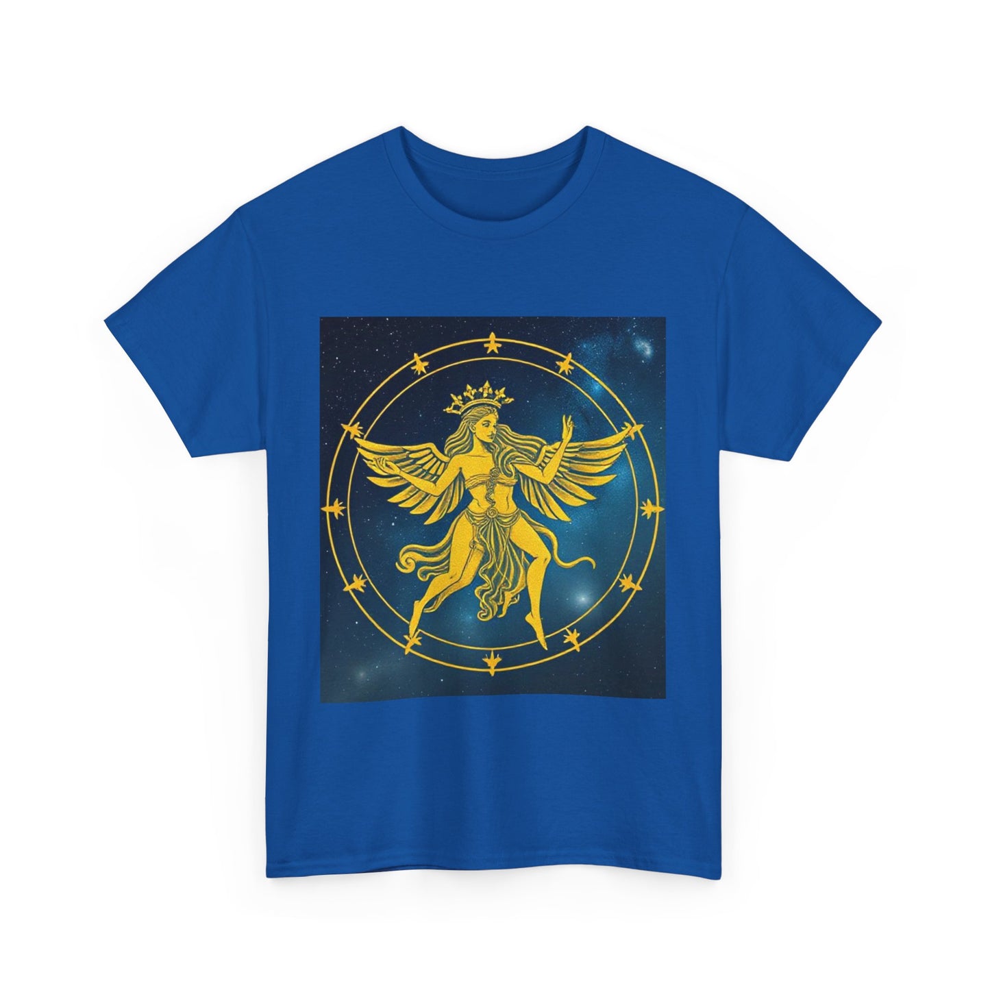 Unisex Heavy Cotton T-Shirt, Twin Angel v3, Gemini Zodiac Design