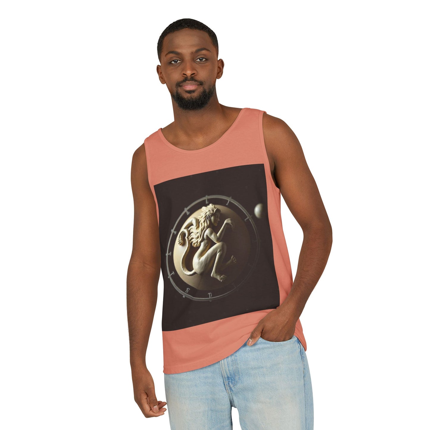 Unisex Garment-Dyed, Tank Top, Virgo Design, Planet Symbol, 100% US cotton