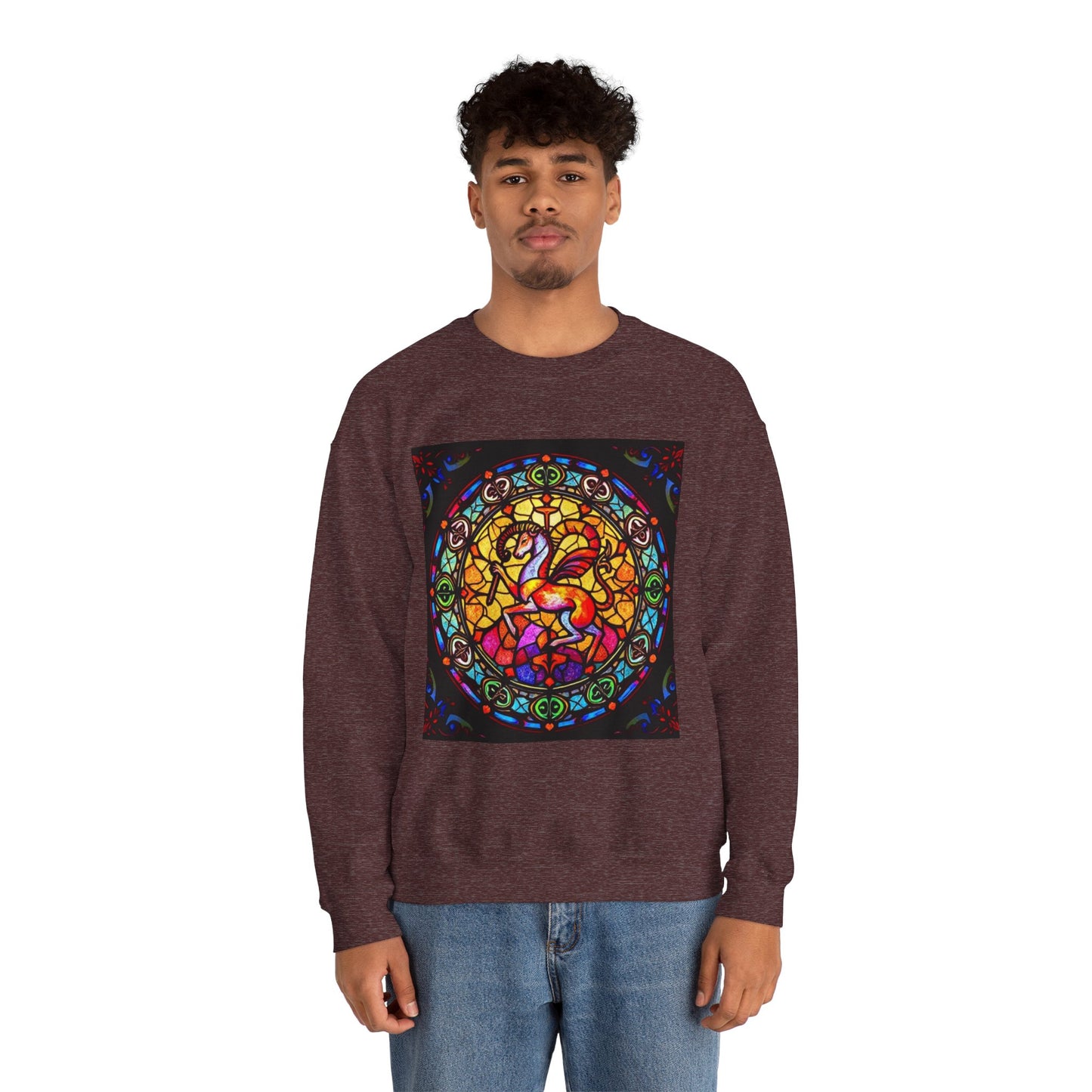 Unisex Heavy Blend™ Crewneck Sweatshirt, Glass 1, Aries Zodiac Design
