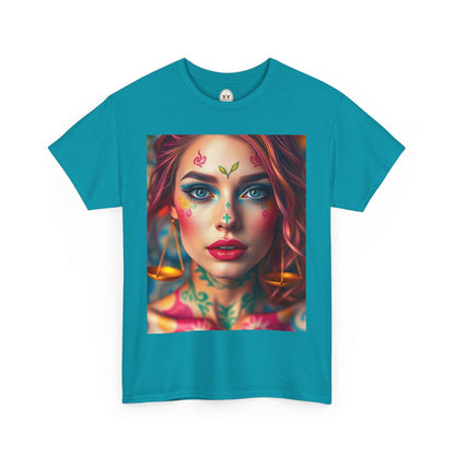 Unisex Heavy Cotton T-Shirt, Libra, Zodiac v1, Sexy Art