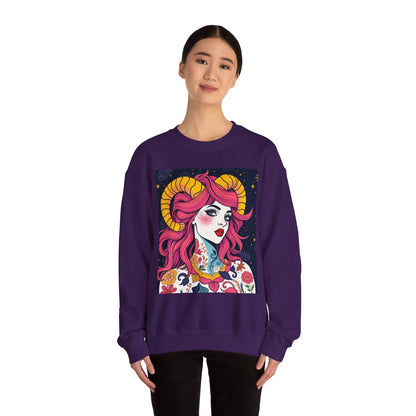 Unisex Heavy Blend™ Crewneck Sweatshirt, Aries, Zodiac, Sexy Pattern
