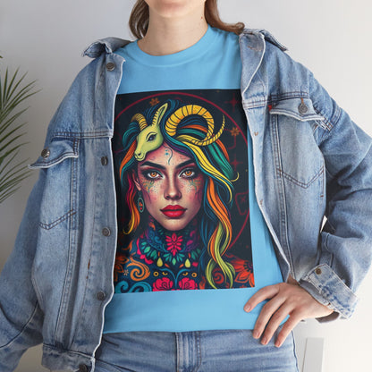 Unisex Heavy Cotton T-Shirt, Capricorn, Zodiac v2, Sexy Art