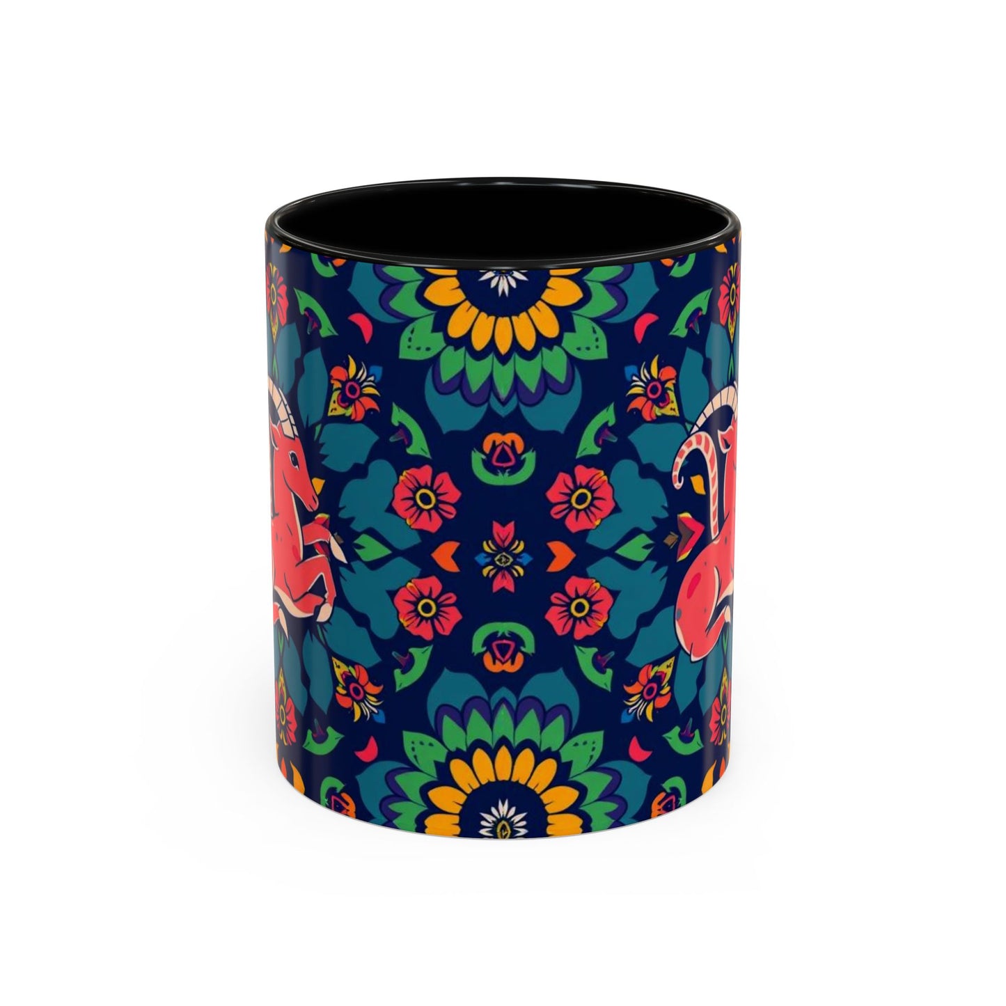 Accent Coffee Mug, Capricorn, Zodiac, Flower Pattern, (11, 15oz)
