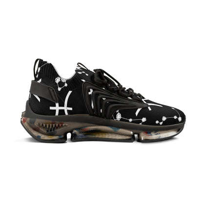 Men's Mesh Sneakers, Pisces Zodiac Sign, AOP, Black