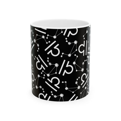 Ceramic Mug, (11oz, 15oz), Ceramic Coffee Mug, Black AOP, Libra Zodiac Design
