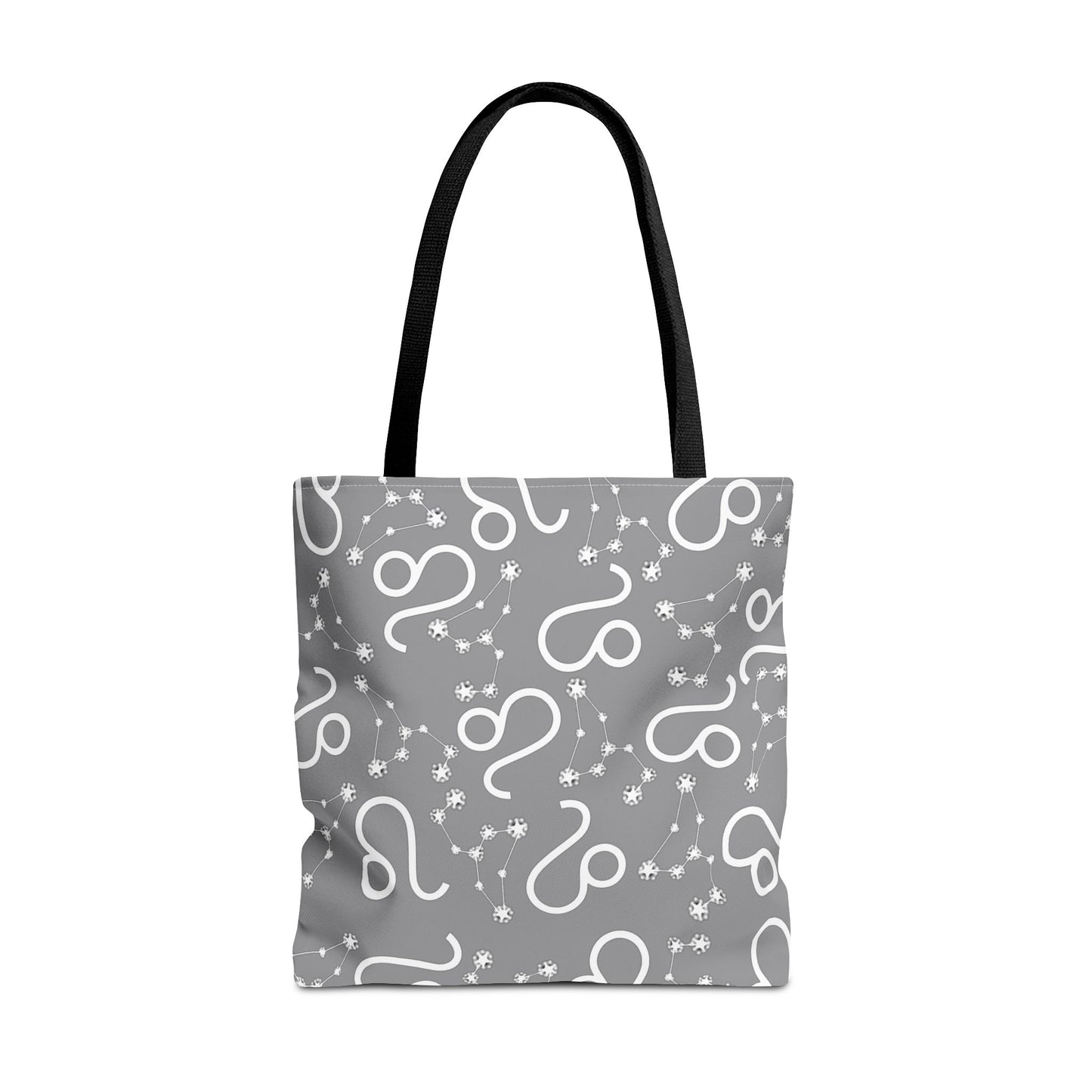 Tote Bag, Leo Zodiac Sign, AOP, (Grey, White)