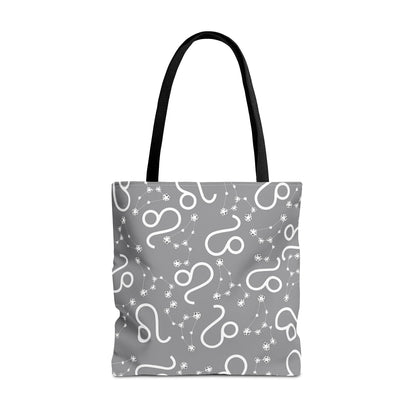 Tote Bag, Leo Zodiac Sign, AOP, (Grey, White)