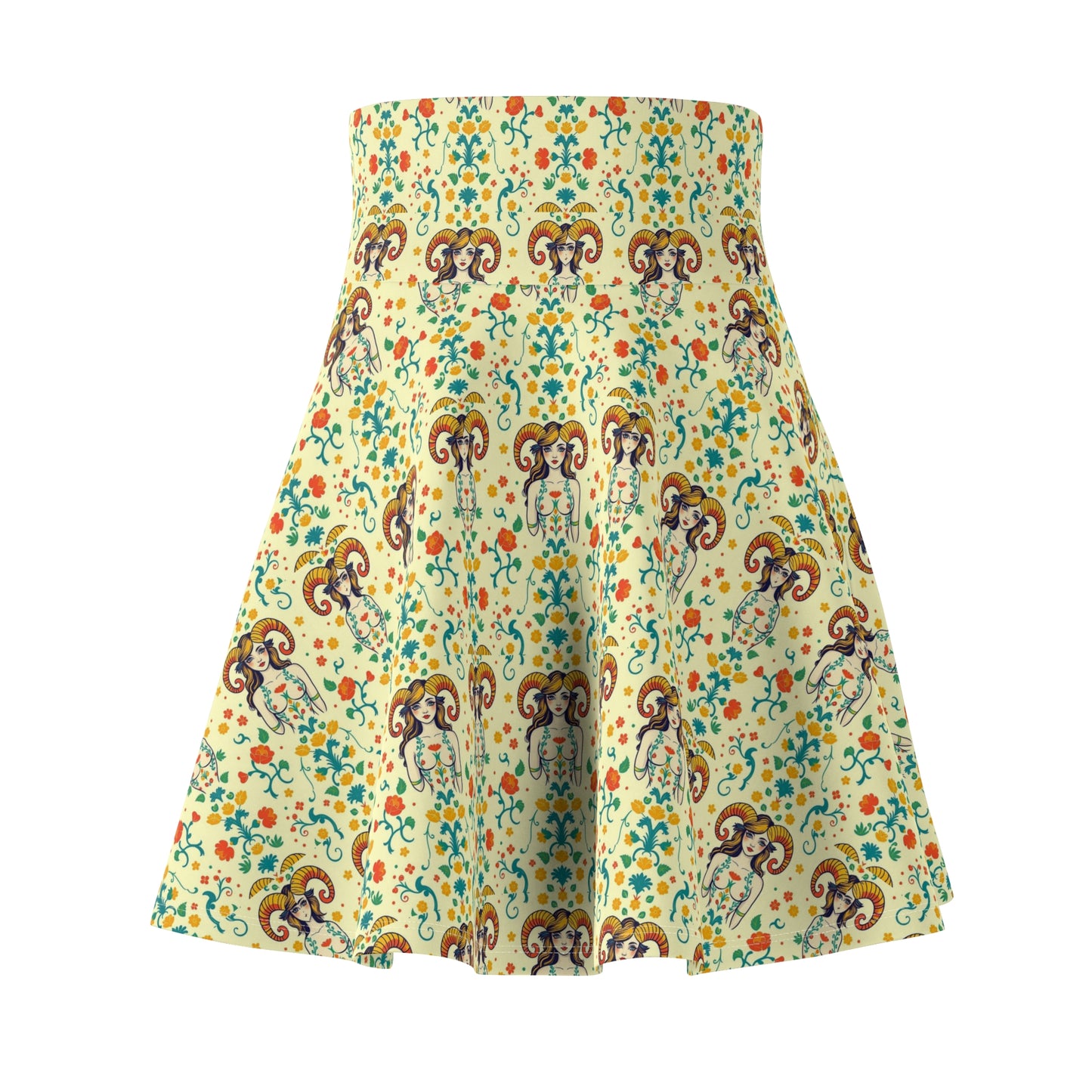 Women's Skater Skirt, (AOP), Aries, Zodiac v3, Sexy Pattern