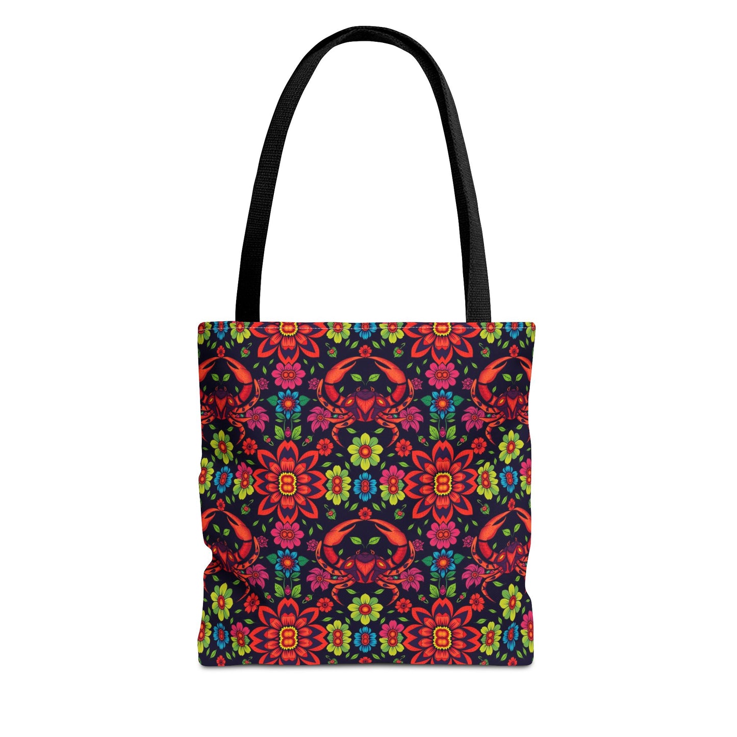 Tote Bag, (AOP), Cancer, Zodiac, Flower Pattern