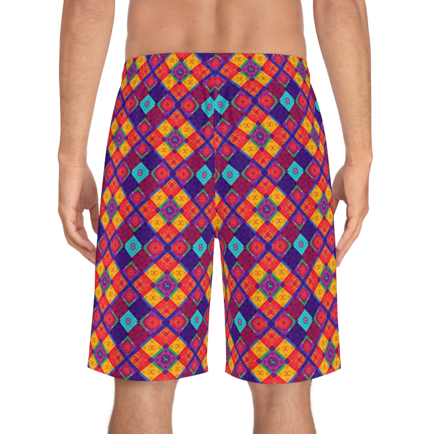 Men's Board Shorts, (AOP), Virgo, Zodiac, Shape Pattern