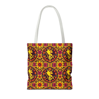 Tote Bag (AOP), Virgo, Zodiac v2, Flower Pattern