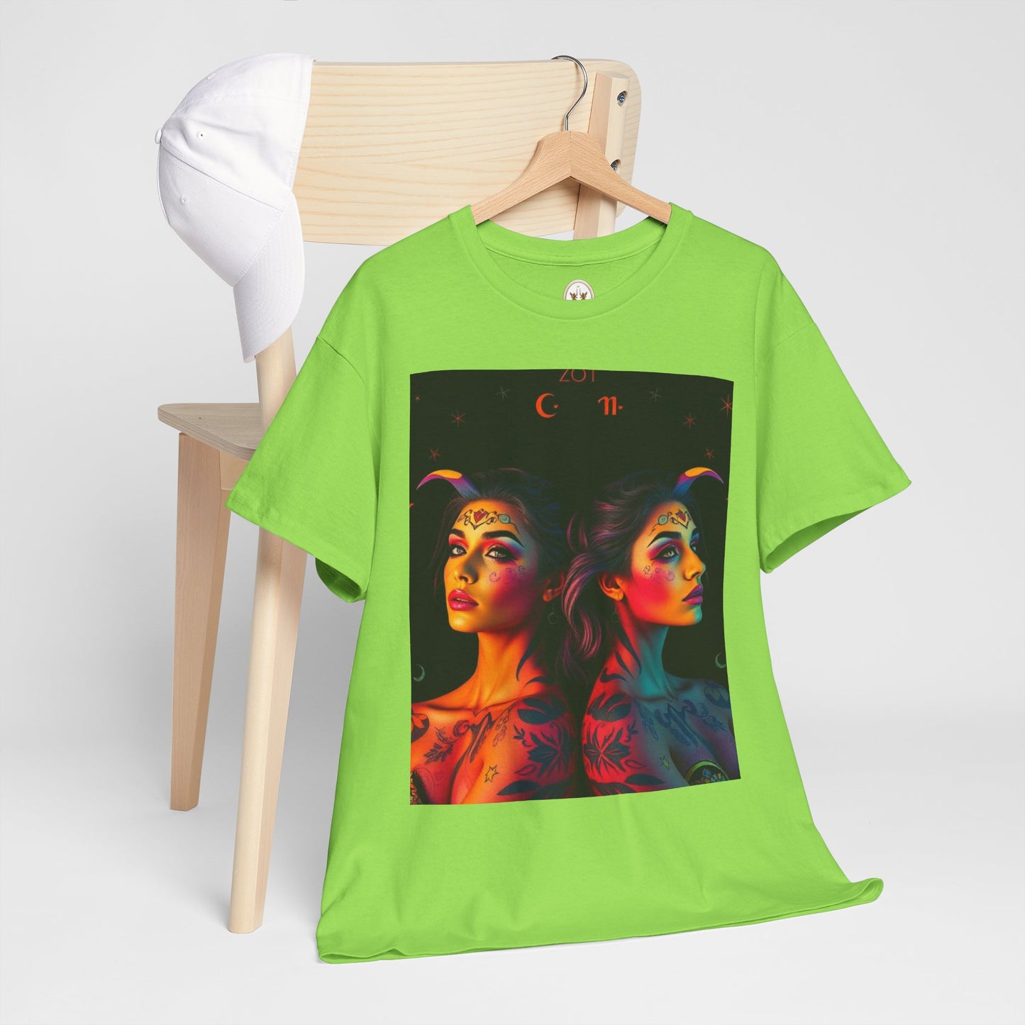 Unisex Heavy Cotton T-Shirt, Gemini, Zodiac, Sexy Art