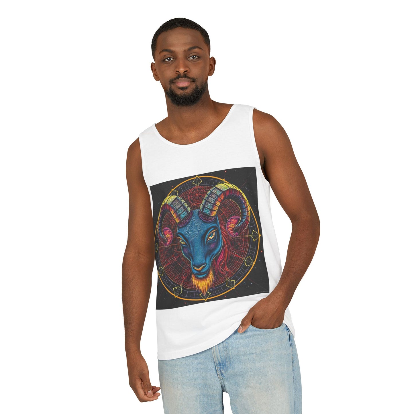 Unisex Garment-Dyed, Tank Top, Aries Design, Pop Art, 100% Ringspun US cotton