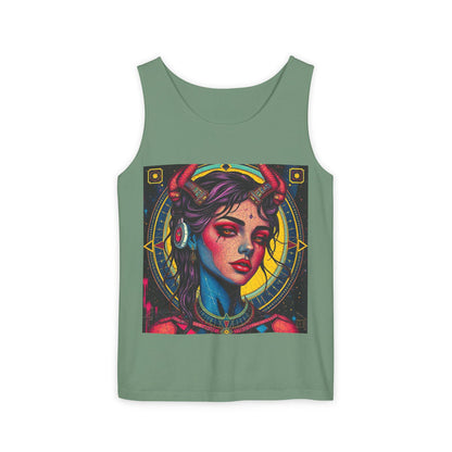Unisex Garment-Dyed, Tank Top, Scorpio Design, Pop Art, 100% US cotton