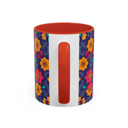 Accent Coffee Mug, Taurus, Zodiac. Flower Pattern, (11, 15oz)