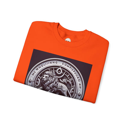 Unisex Heavy Blend™ Crewneck Sweatshirt, Lion Coin, Leo Zodiac Design