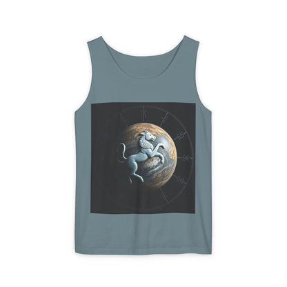 Unisex Garment-Dyed, Tank Top, Aquarius Design, Planet Animal, 100% Ringspun US cotton
