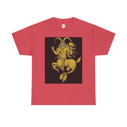 Unisex Heavy Cotton T-Shirt, Capricorn God, Zodiac Design