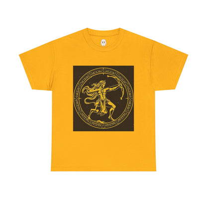 Unisex Heavy Cotton T-Shirt, Mythical Faun/Satyr, Sagittarius Zodiac Design