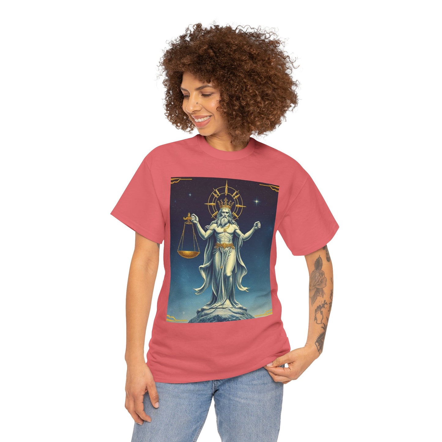 Unisex Heavy Cotton T-Shirt Space v2, Libra God, Zodiac Design