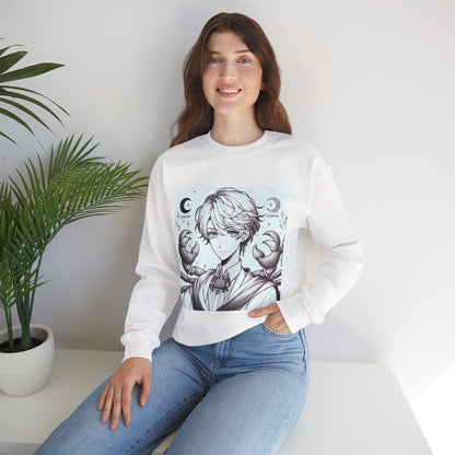 Unisex Heavy Blend™ Crewneck Sweatshirt,Two Moon, Cancer Zodiac Design