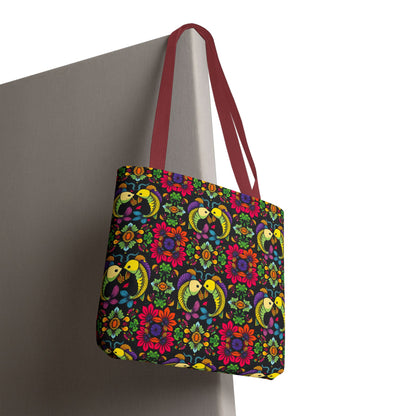 Tote Bag, (AOP), Pisces, Zodiac, Flower Pattern