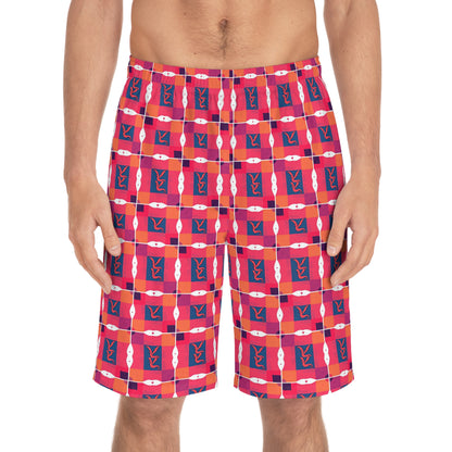 Men's Board Shorts, (AOP), Sagittarius, Zodiac, Shape Pattern