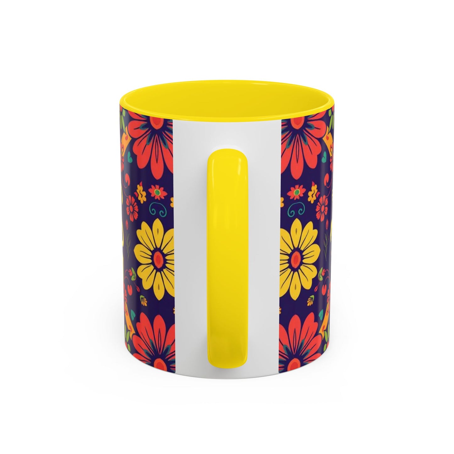 Accent Coffee Mug, Leo, Zodiac v3, Flower Pattern, (11, 15oz)