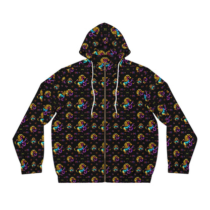 Full-Zip Hoodie (AOP), Virgo, Zodiac v1, Pattern