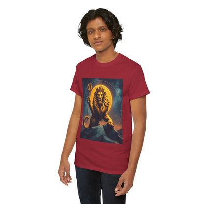 Unisex Heavy Cotton T-Shirt, King of Lions v2, Leo Zodiac Design