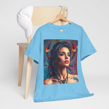 Unisex Heavy Cotton T-Shirt, Scorpio, Zodiac v2, Sexy Art