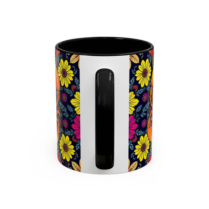 Accent Coffee Mug, Scorpio, Zodiac v3. Flower Pattern, (11, 15oz)