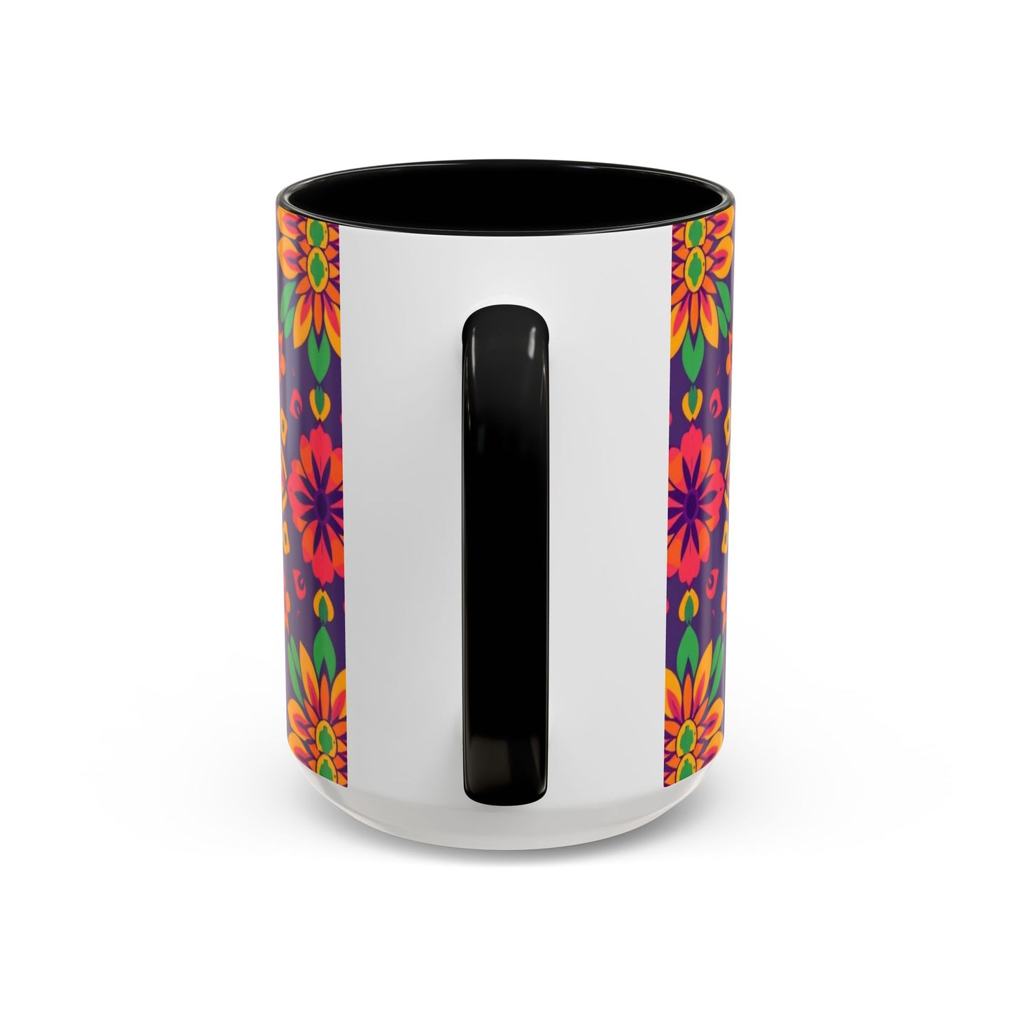 Accent Coffee Mug, Aquarius, Zodiac v2, Flower Pattern, (11, 15oz)