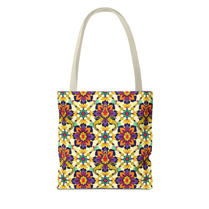 Tote Bag, (AOP), Taurus, Zodiac v5, Flower Pattern