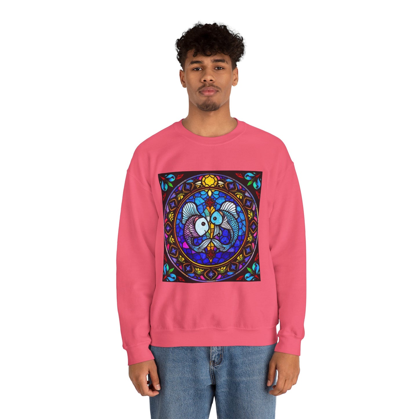 Unisex Heavy Blend™ Crewneck Sweatshirt, Glass, Pisces Zodiac Design
